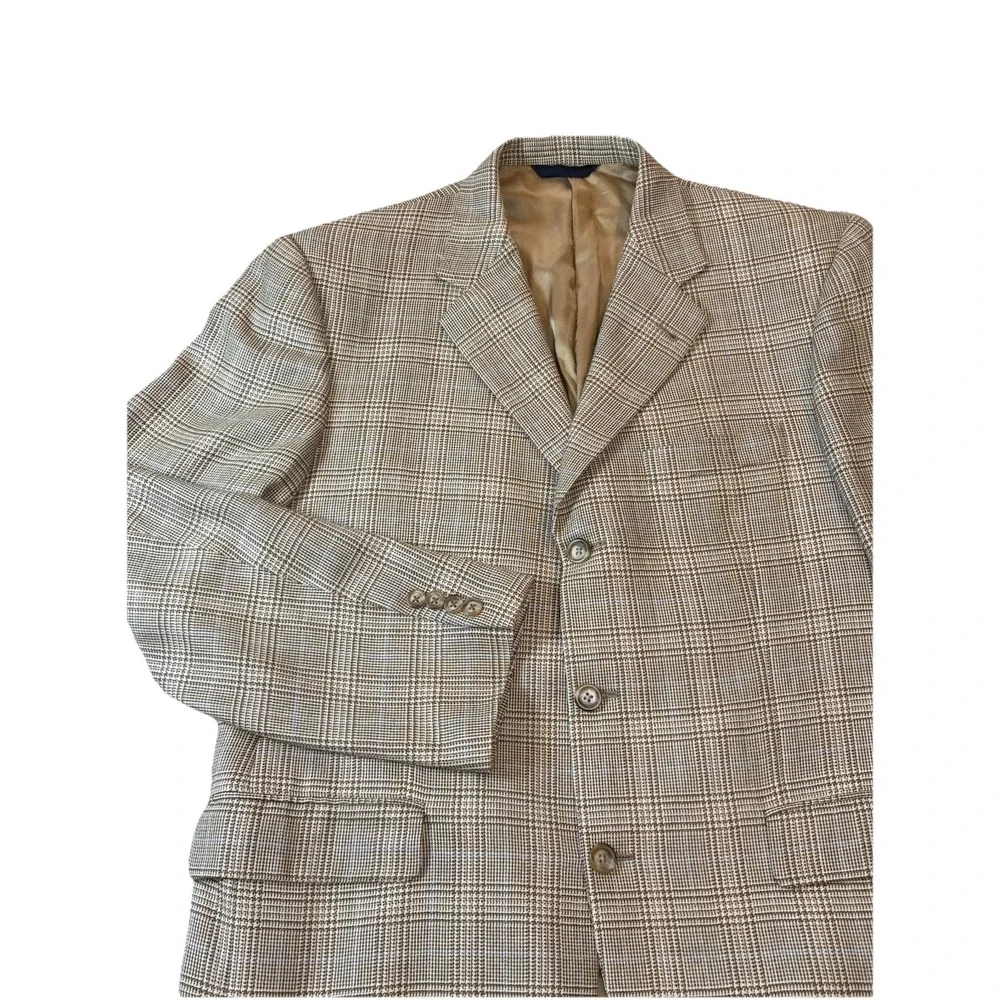 Burberry Kensington Blazer‎ Men's 44r Gold Plaid